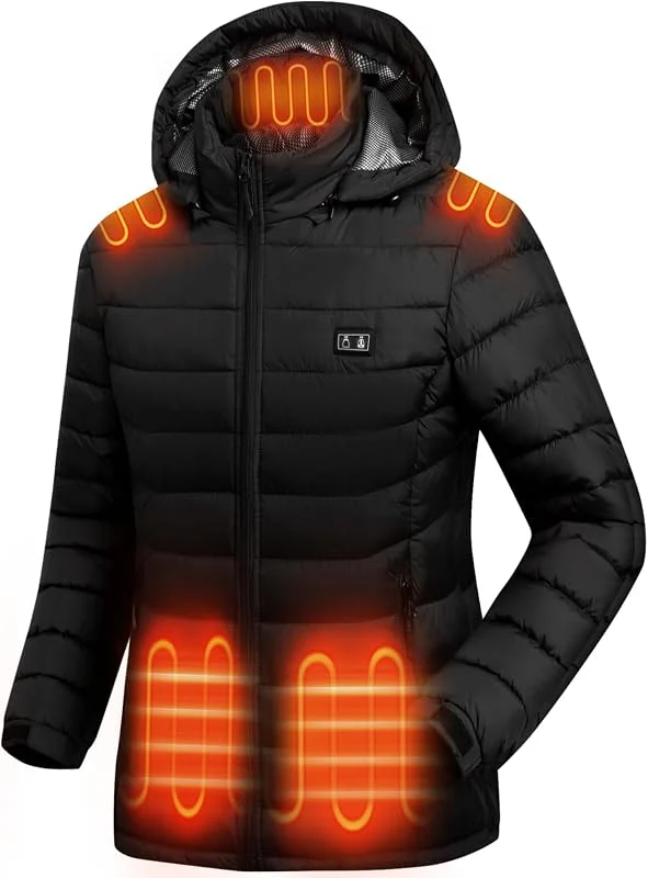 Giacca Riscaldata Donna, maglia riscaldata elettrica, Dotato di batteria da 7.4V 16000mAh — Abbigliamento riscaldato