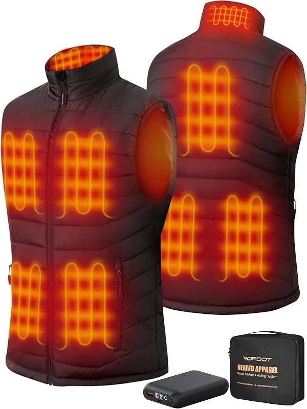 Topdot Gilet Riscaldato Uomo, Giubbotto Riscaldata con Batteria 16000mAh — Abbigliamento riscaldato