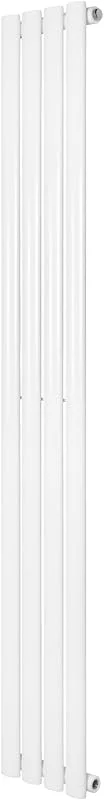 Radiatore Ovale a Colonna Singola 1600 x 240 mm Verticale Design Moderno Acciaio al Carbonio Riscaldamento Centrale Bianco con Kit Fissaggio e Spazzola