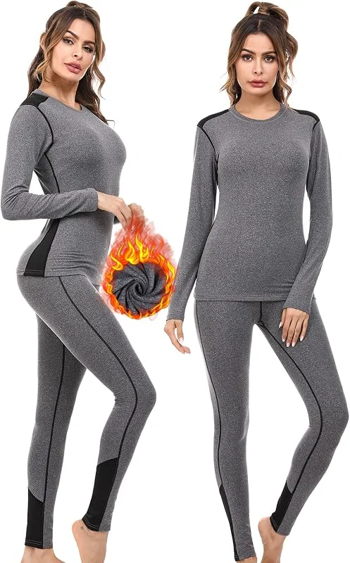 Sykooria Set Biancheria Intima Donna Inverno Elasticizzati Aderenti Maglia Pantaloni Termici Base Layer — Abbigliamento riscaldato