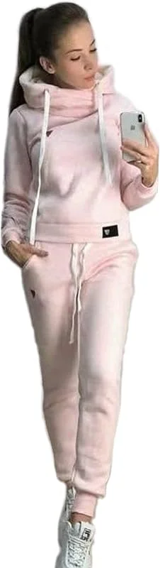 Yutdeng Tuta da Ginnastica Donna Felpe con Cappuccio e Pantaloni 2 Pezzi Invernale Caldo Pullover Tops Lunghi Pigiama Set Casual Jogging Tuta per Tempo Libero Termico Completi Sportivi — Abbigliamento riscaldato
