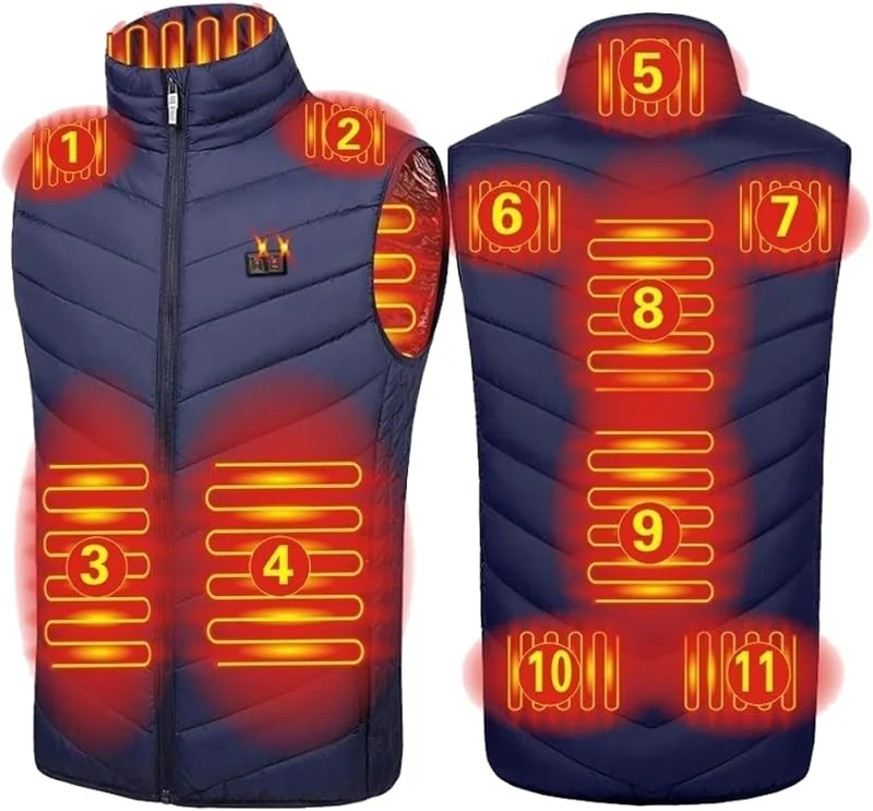 Gilet riscaldato da uomo, gilet riscaldato, leggero, termico, slim fit, elettrico, ricaricabile, giacca riscaldata per campeggio, moto, sci, caccia — Abbigliamento riscaldato