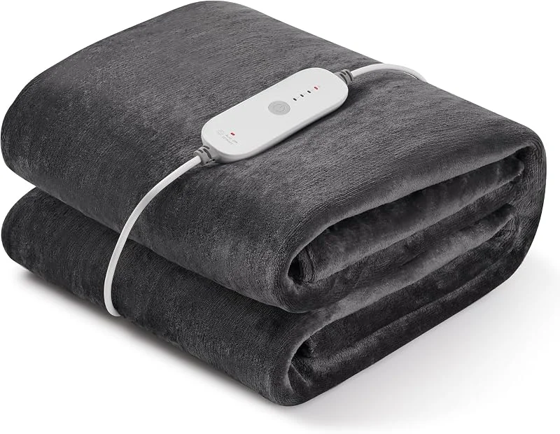 CURECURE Grande Coperta Termica 150 x 200 cm Riscaldamento Rapido, Grande e Morbida in Flanella con 1-10 ore di Spegnimento Automatico e 4 Livelli di Calore, Lavabile in Lavatrice