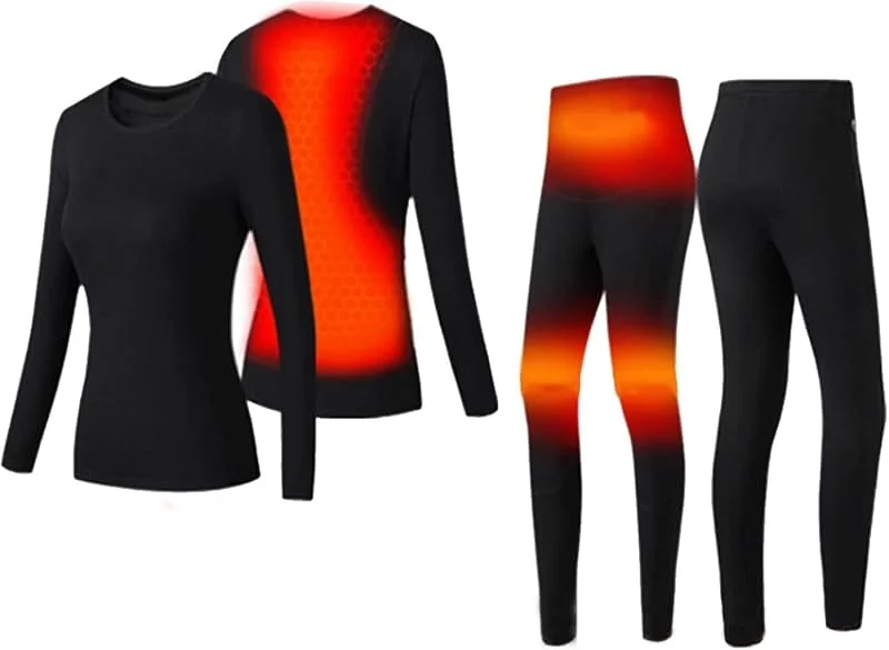 Tuta Termica Invernale riscaldata, Set di Biancheria Intima Termica riscaldata elettricamente Tramite USB, Mutande Lunghe in Pile, Pigiama, Abbigliamento da Sci(Woman, M) — Abbigliamento riscaldato