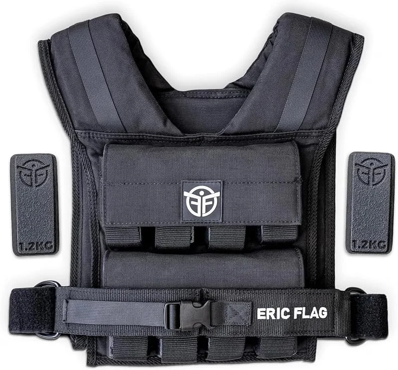 Eric Flag - Giubbotto Zavorrato 20kg o 10kg, Gilet Zavorrato Regolabile con Pesi Inclusi, Adattato a ciascuna morfologia, Cintura in Nylon, Ideale per Crossfit, Fitness, Bodybuilding y Corsa — Abbigliamento riscaldato