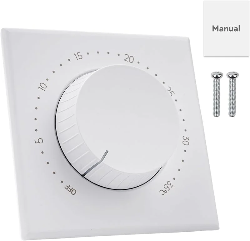 Jadeshay Termostato Meccanico per Ambiente Termostato Ambiente Regolabile 16A 95-240VAC 0-35℃ con LED a Manopola per Riscaldamento a Pavimento Elettrico Installazione a Incasso