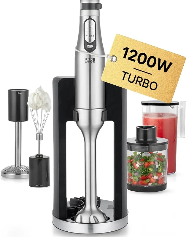 LEBENLANG Frullatore a Immersione 6IN1-1200W Acciaio Inox I 800ML — Riscaldamento