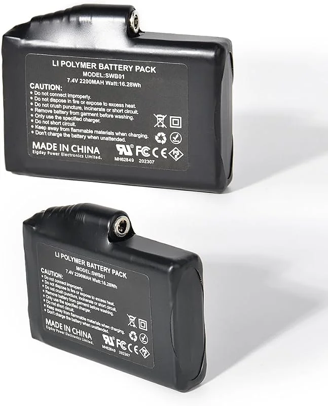 Riloer Batteria Ricaricabile ai Polimeri di Litio - Batterie 7.4V 2200mAh per Guanti Riscaldati Calze Cappelli, Interfaccia Femmina DC 3.5x1.35MM — Abbigliamento riscaldato