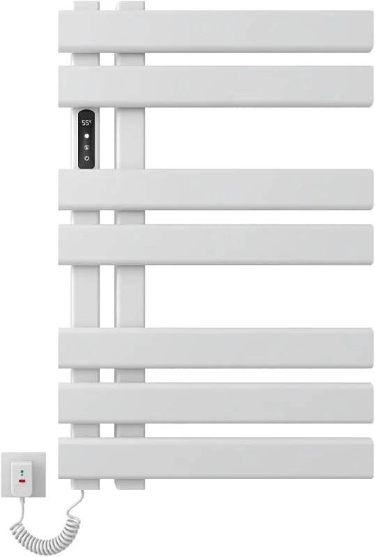 Scaldasalviette Elettrico Bagno, Termoarredo Intelligente a Temperatura Costante, Towel Warmer Bianco, Portasciugamani 450x720mm, Temperatura Regolabile, Risparmio Energetico-White Left — Riscaldamento