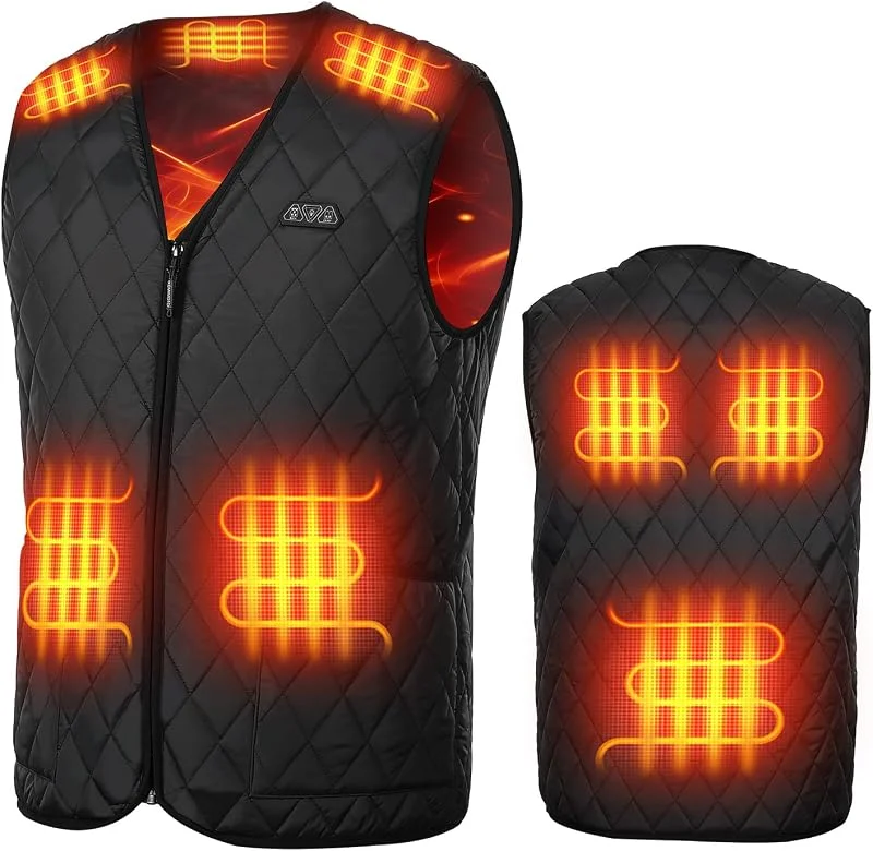 KEMIMOTO Gilet Riscaldato Uomo, Elettrico Gilet Riscaldato con 8 Elementi Riscaldanti, USB Giubbotti Riscaldati con 3 Temperature per Lavoro Sci Escursionismo Caccia Moto (Senza Batteria) — Abbigliamento riscaldato