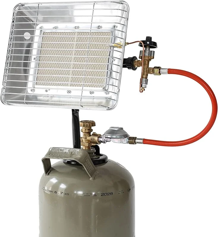 ROTHENBERGER Heiz – Strahler inkl. Schlauch & Regler Gasheizstrahler, Aufsatzheizstrahler, betrieben mit Propan - Gas Für 5 Kg oder 11 Kg Flaschen, 35984 — Riscaldamento