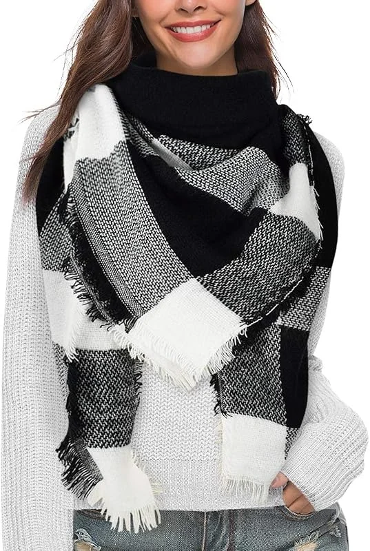 heekpek Moda Nappe Morbido Donne Sciarpa Avvolgere Scialle Scarf Wrap Caldo Modello Lattice Scialle Stole con Nappa Stile Quadrato — Abbigliamento riscaldato
