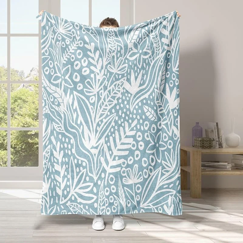 Geometria Coperta di Flanella 220x240cm, Bianco Blanket Morbido Caldo e Confortevole, Modello di Copert con Stampa 3D, Adatto a Tutte le Stagioni — Riscaldamento